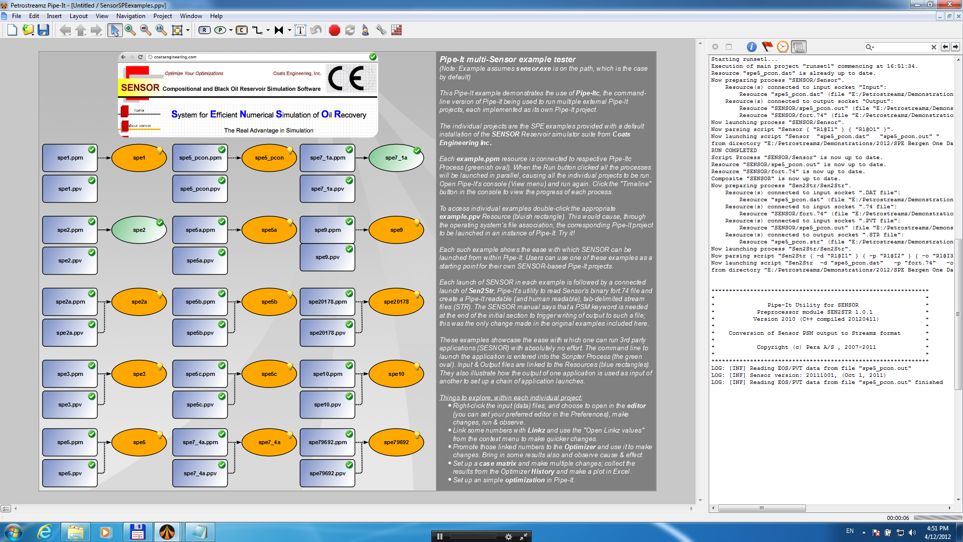 Third Party Tools for the Sensor Reservoir Simulator